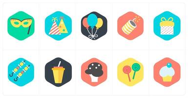 A set of 10 mix icons as party mask, celebration, balloons vector