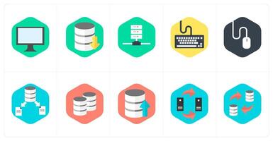 A set of 10 mix icons as computer, database, server vector