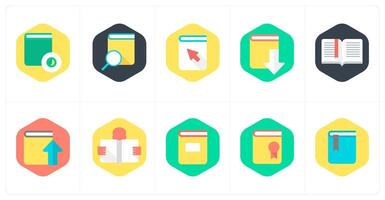 A set of 10 mix icons as book, book search, click book vector
