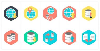 A set of 10 mix icons as globe, global location, global connection vector