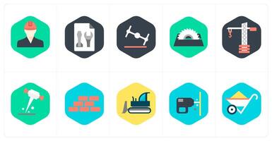 A set of 10 mix icons as engineer, repair tools, node vector