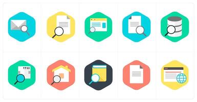 A set of 10 mix icons as mail search, search document, search webpage vector