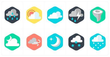 A set of 10 mix icons as rainy season, cloudy day, clouds vector