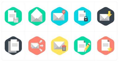 A set of 10 mix icons as document, email, mail location vector