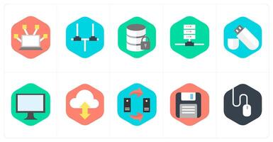 A set of 10 mix icons as computer network, network, database protection vector