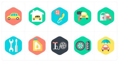 A set of 10 mix icons as car, garage, call service vector