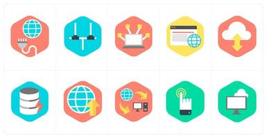 A set of 10 mix icons as global connection, network, computer network vector