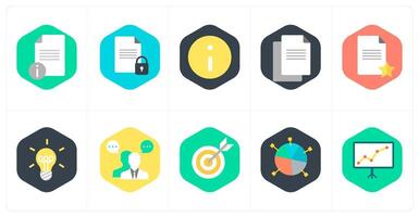 A set of 10 mix icons as document information, document security, information vector