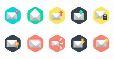 A set of 10 mix icons as mail location, email, download mail vector