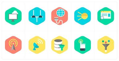 A set of 10 mix icons as computing, network, global connection vector