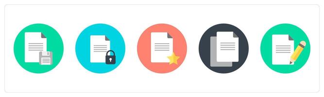 A set of 5 mix icons as document, document security, favorite document vector