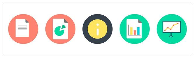 A set of 5 mix icons as document, data, information vector