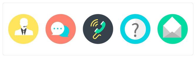 A set of 5 mix icons as customer support, message, wifi calling vector
