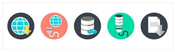 A set of 5 mix icons as globe, global connection, server vector