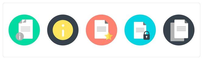 A set of 5 mix icons as document information, information, favorite document vector