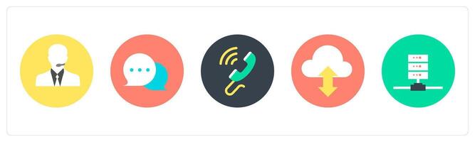 A set of 5 mix icons as customer support, message, wifi calling vector