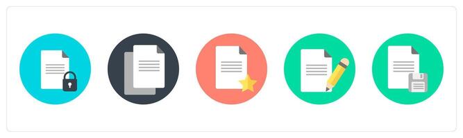 A set of 5 mix icons as document security, duplicate document, favorite document vector