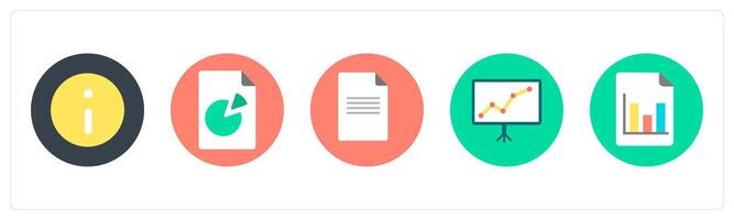 A set of 5 mix icons as information, data, document vector