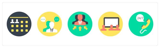 A set of 5 mix icons as user details, business conversation, business manager vector