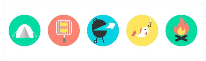 A set of 5 mix icons as wind indicator, map, pin vector