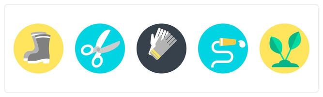 A set of 5 mix icons as boots, scissor, gloves vector