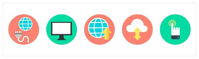 A set of 5 mix icons as global connection, computing, globe vector