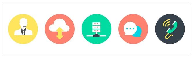 A set of 5 mix icons as customer support, cloud computing, server vector
