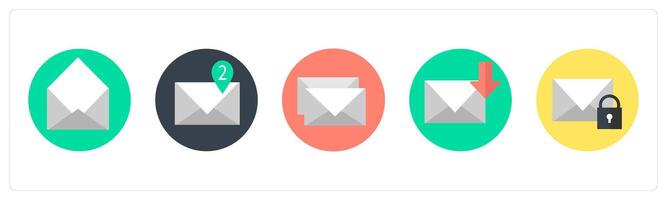 A set of 5 mix icons as email, email notification, mails vector