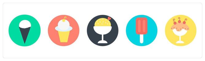 A set of 5 mix icons as ice cream cone, ice cream, dessert vector