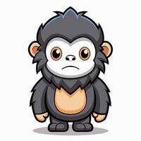 a cartoon gorilla with a sad expression vector