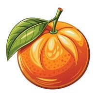 an orange with a leaf on it vector