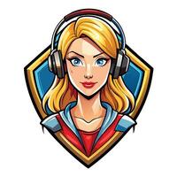 a girl with headphones on her head vector