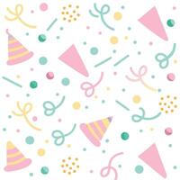 a pattern with party hats and confetti vector