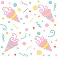 a colorful pattern with ice cream cones and confetti vector