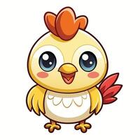 a cartoon chicken with big eyes and a red head vector