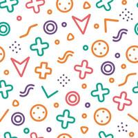 seamless pattern with colorful geometric shapes and symbols vector