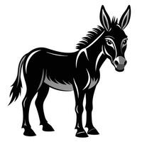 a black and white donkey standing in front of a white background vector