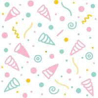 a colorful pattern with ice cream cones and confetti vector