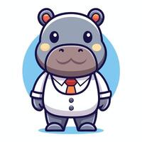 a cartoon hippo in a suit and tie vector
