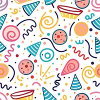 seamless pattern with colorful party items vector