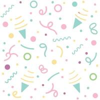 a colorful pattern with confetti and ice cream cones vector