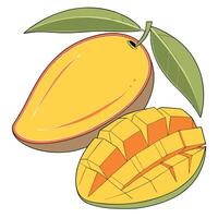 a mango and a half cut open vector