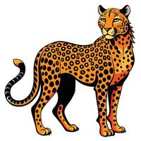 a cartoon leopard standing on a white background vector
