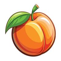 an orange fruit with a green leaf on it vector