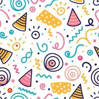 seamless pattern with party hats and other items vector