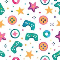 seamless pattern with colorful game controllers and stars vector