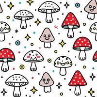 a seamless pattern with mushrooms and stars vector