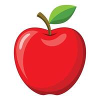 an apple with a green leaf on it vector