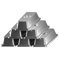 3d icon of stack of silver bars png