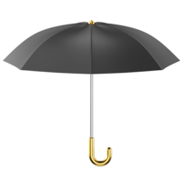 3d icon of a black umbrella with silver and gold handle png